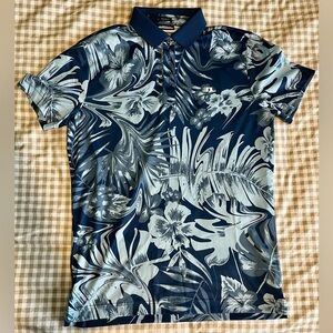 Men's J Lindeberg Floral Polo Shirt - Blue and White